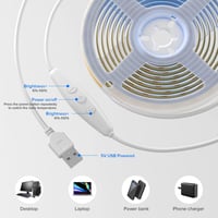 BTF-LIGHTING FCOB COB LED szalag 1m 640LED/m USB 5V RF távirányítóval konyha hálószoba 2
