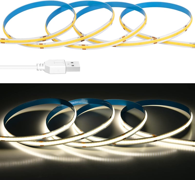 BTF-LIGHTING FCOB COB USB LED szalag természetes fehér 2m 320LED/m DC5V RA>90