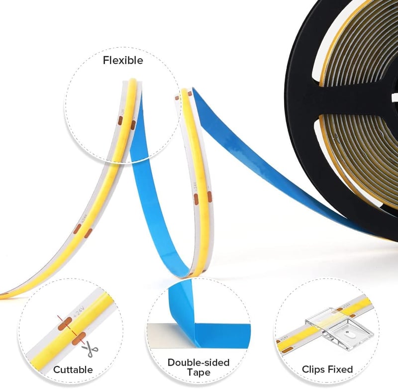 BTF-LIGHTING FCOB COB USB LED szalag természetes fehér 2m 320LED/m DC5V RA>90