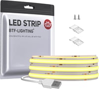 BTF-LIGHTING FCOB COB USB LED szalag természetes fehér 2m 320LED/m DC5V RA>90 1