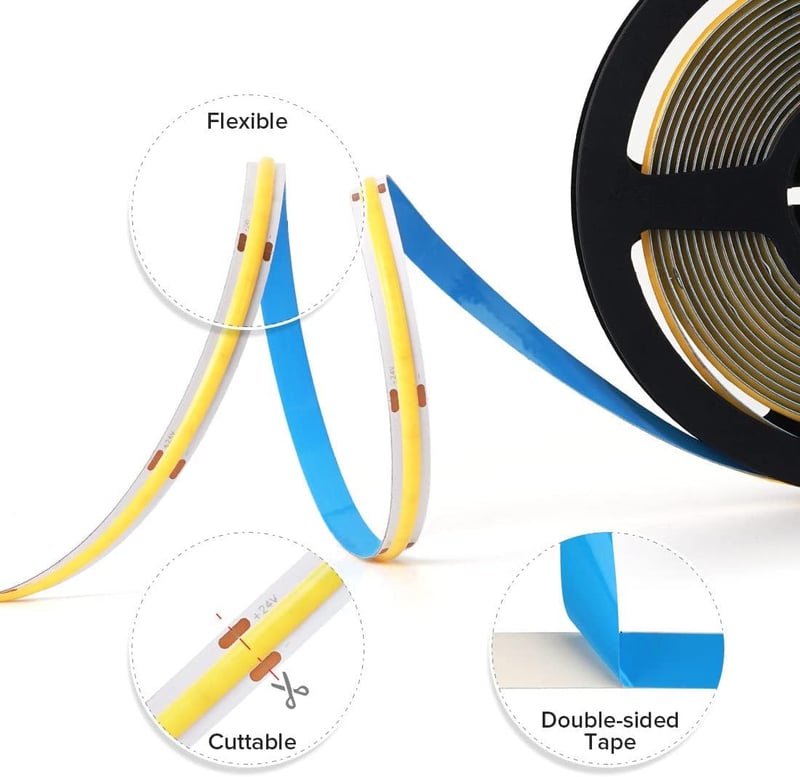 BTF-LIGHTING FCOB LED szalag 4000K természetes fehér 528LED/m dimmelhető 5m 24V