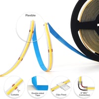 BTF-LIGHTING FCOB Rugalmas LED szalag 5m 336 LED természetes fehér 40W dimmelhető 4