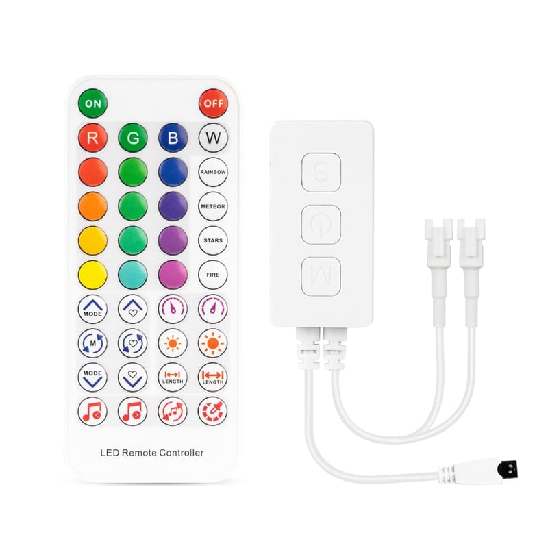 BTF-LIGHTING WS2812B RGB LED Bluetooth Ovládač – Synchronizácia s hudbou, časovač, diaľkové ovládanie, adresovateľný ovládač LED pásikov s 600 pixelmi iOS/