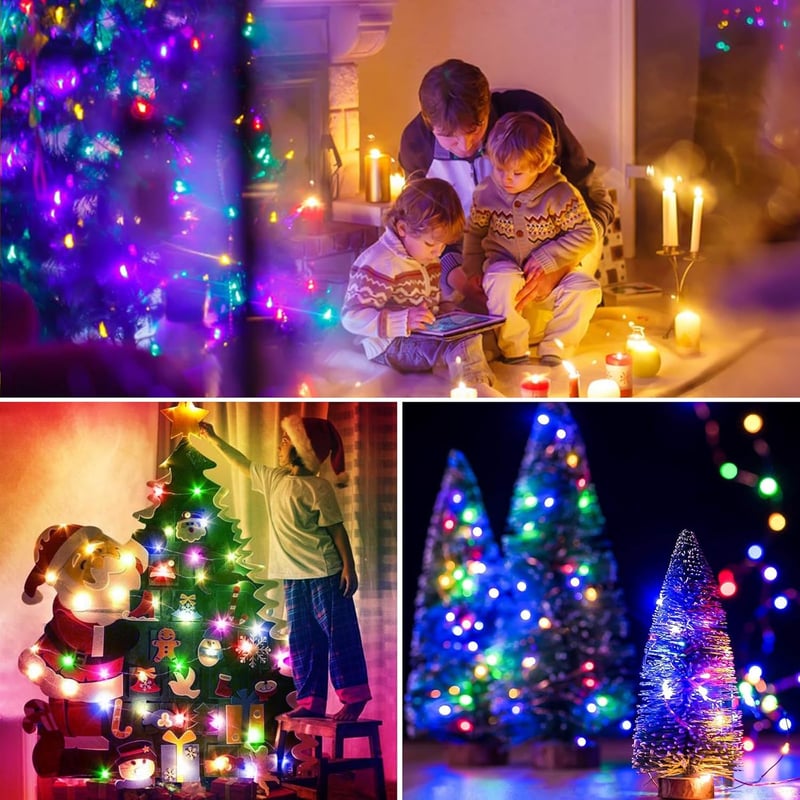 btfarm 5 db Színes LED Tündérfény Időzítővel - 2m 20 LED Ezüst Mikrovezeték - Elemes Fényfüzér Beltéri Dekorációhoz, Partikhoz, Karácsonyra,