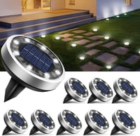 btfarm 9 db Napelemes Kerti Lámpa, 8 LED-es Kültéri Talajvilágítás, IP65 Vízálló, Fém-Műanyag, Járda, Terasz, Bejárat Megvilágításhoz, Hideg 1
