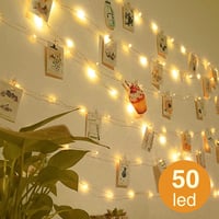 btfarm LED Fotó Tündérfény 50 LED-del, 30 Csipesszel - 5m Rézhuzal, Időzítővel, Elemes Működés - Szobadekoráció Képekhez, Falra 3