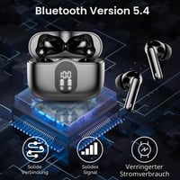Bezdrôtové slúchadlá Btootos Bluetooth 5.3 so 4 mikrofónmi s potlačením hluku ENC, LED displejom, 36-hodinovou výdržou batérie, vodotesnosťou IP7 a Hi-Fi stereo zvukom 4