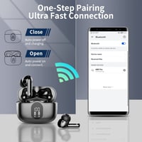 Bezdrôtové slúchadlá Btootos Bluetooth 5.3 so 4 mikrofónmi s potlačením hluku ENC, LED displejom, 36-hodinovou výdržou batérie, vodotesnosťou IP7 a Hi-Fi stereo zvukom 5