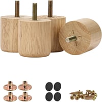 Btowin 5 cm Fa Bútor Lábak 4 db Hengeres Asztal Lábak M8 Csavarokkal 1