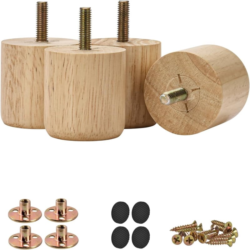 Btowin 5 cm Fa Bútor Lábak 4 db Hengeres Asztal Lábak M8 Csavarokkal