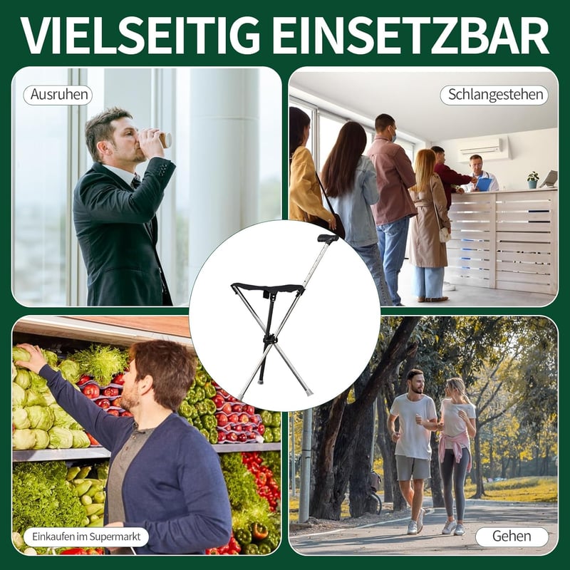 BTSAE összecsukható sétapálca ülőhellyel, 80-90 cm, 100 kg terhelhetőség
