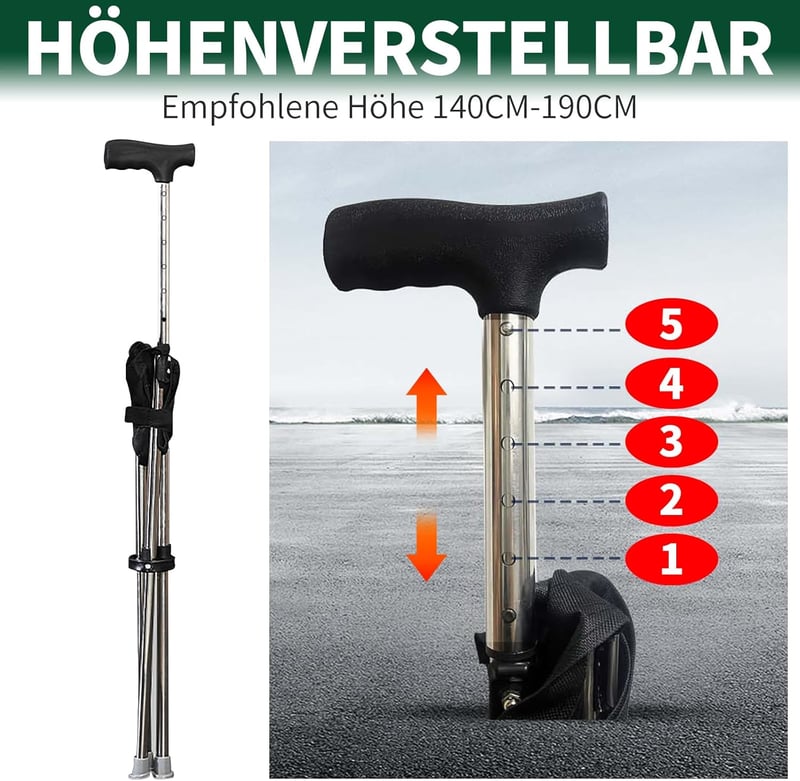 BTSAE összecsukható sétapálca ülőhellyel, 80-90 cm, 100 kg terhelhetőség