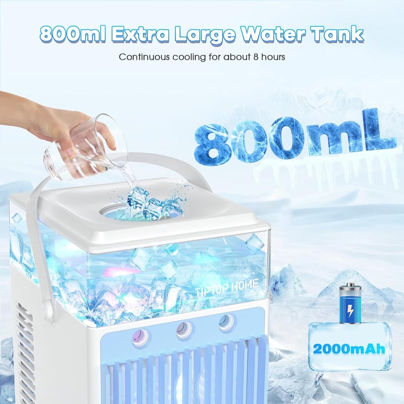Bubbacare 5az1-ben hordozható klíma spray funkcióval és LED világítással