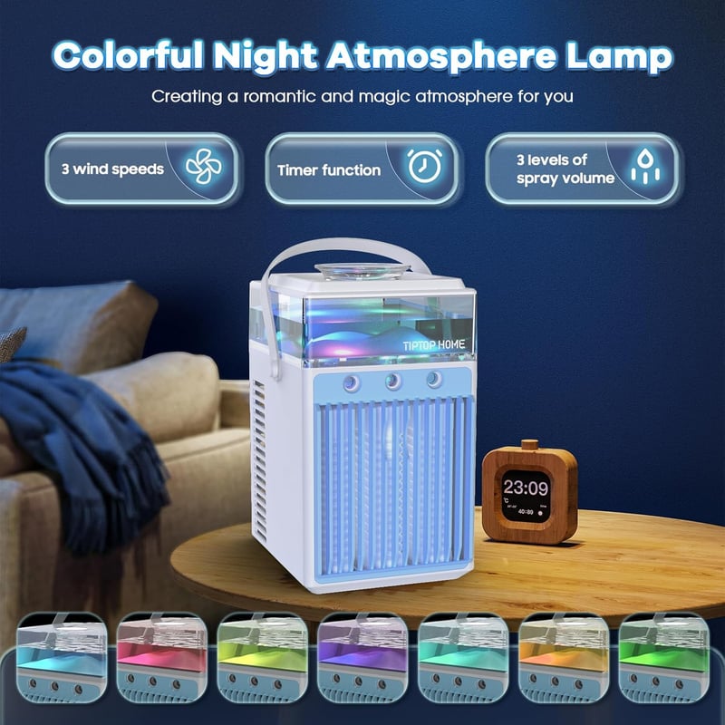 Bubbacare 5az1-ben hordozható klíma spray funkcióval és LED világítással