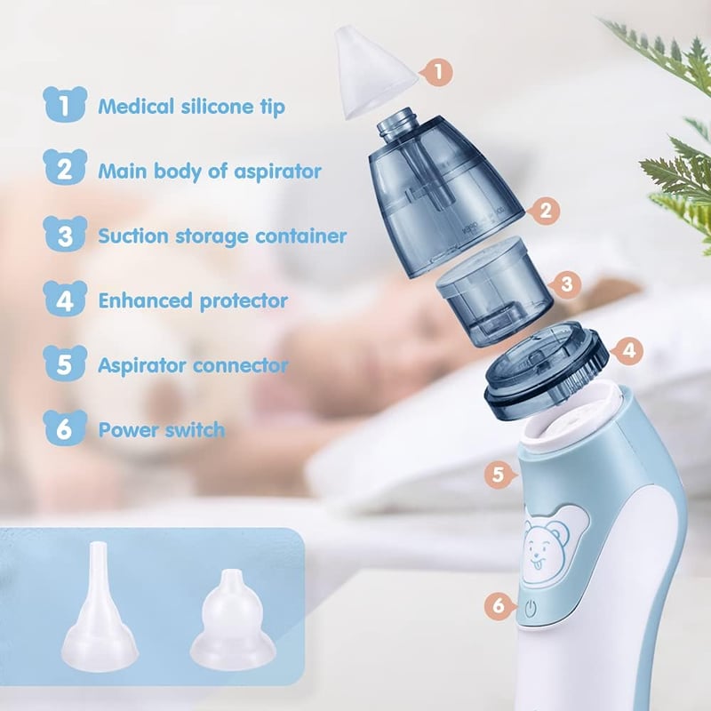 Bubbacare Elektromos Orrszívó 4 Fej Újrahasználható Tippel Csecsemőknek