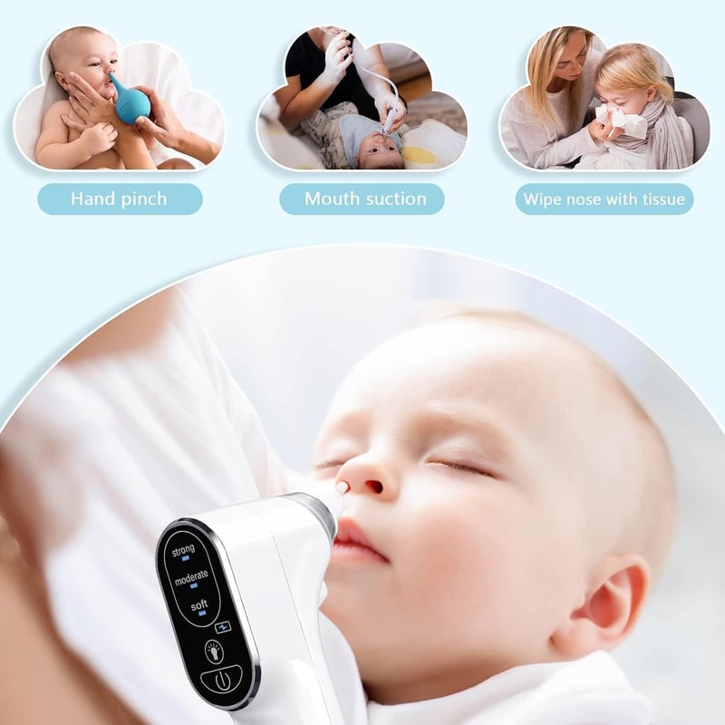 Bubbacare elektromos orrszívó LED lámpával, 4 szilikon fej és 3 szívóerő szinttel