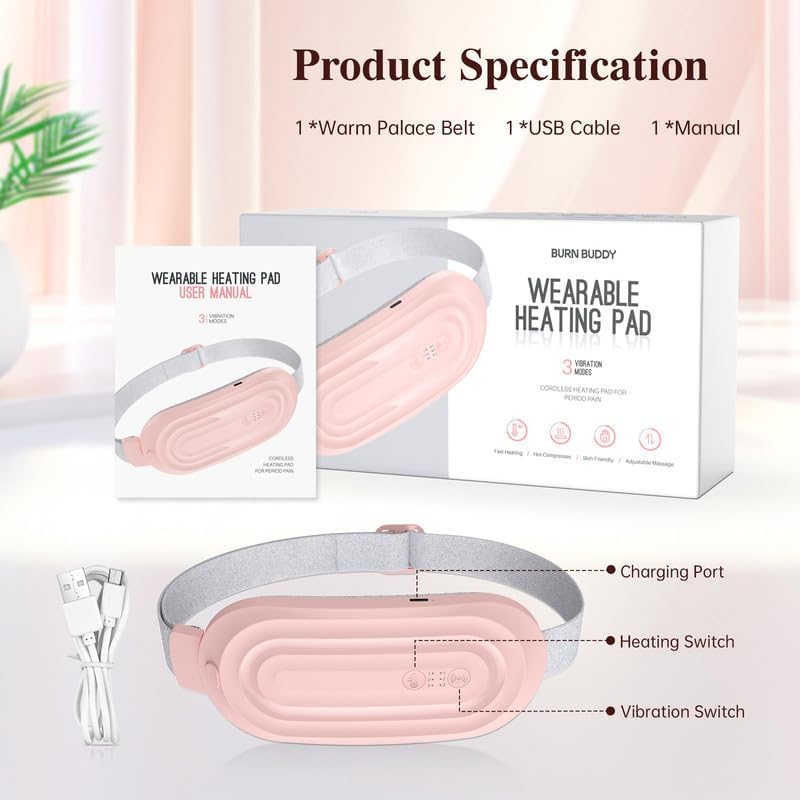 Bubbacare Menstruációs Fűtőöv 3 Hőfokozat és Vibráció Funkcióval Görcsoldásra
