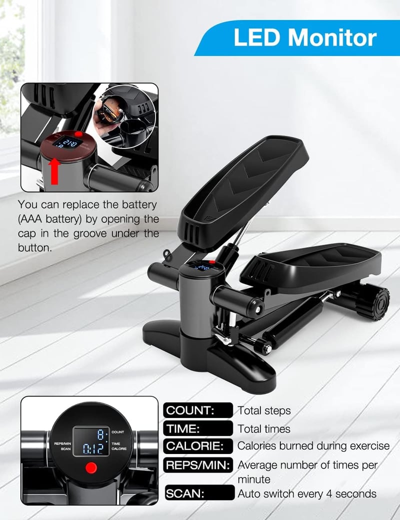Bubbacare Mini Stepper 150 kg-ig LCD kijelzővel otthoni edzéshez