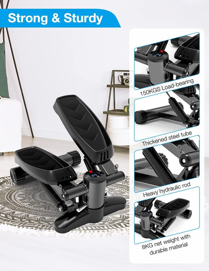 Bubbacare Mini Stepper 150 kg-ig LCD kijelzővel otthoni edzéshez