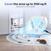 Bubbacare Ultrahangos Rágcsálóriasztó, 360°-os Egér- és Patkányriasztó, Szúnyogvédelem, 4 Üzemmód, 200m² Hatótávolság, Vegyszermentes (Fehér 6