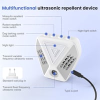 Bubbacare Ultrahangos Rágcsálóriasztó, 360°-os Egér- és Patkányriasztó, Szúnyogvédelem, 4 Üzemmód, 200m² Hatótávolság, Vegyszermentes (Fehér 8
