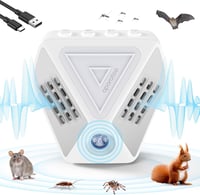 Bubbacare Ultrahangos Rágcsálóriasztó, 360°-os Egér- és Patkányriasztó, Szúnyogvédelem, 4 Üzemmód, 200m² Hatótávolság, Vegyszermentes (Fehér 1