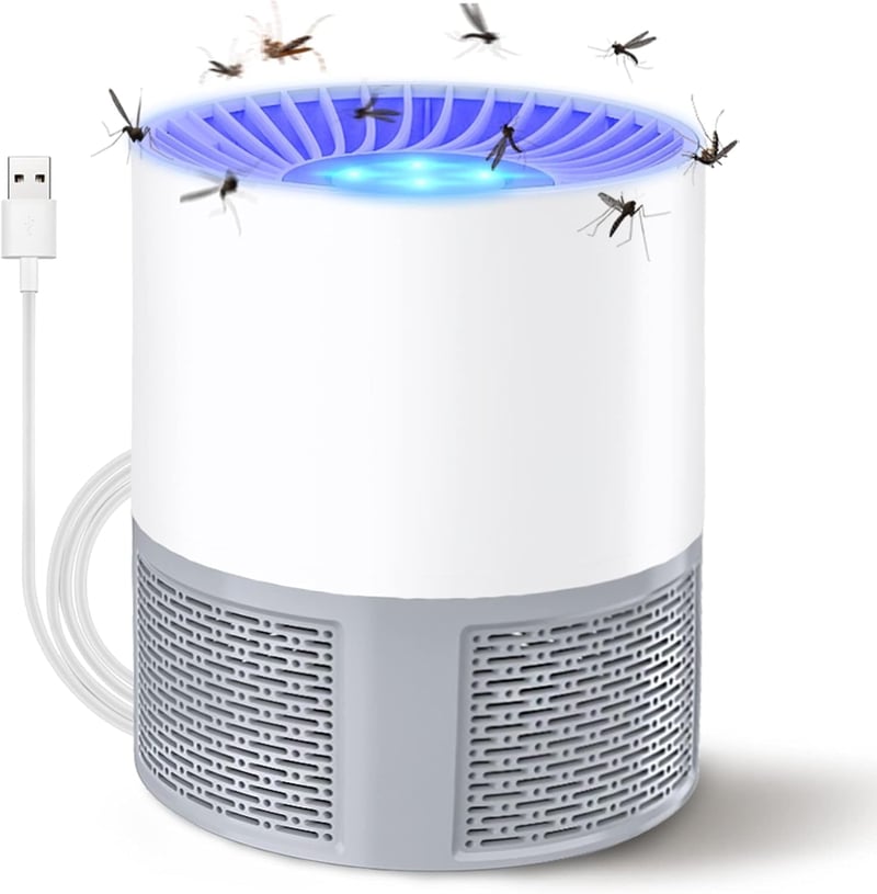 Bubbacare USB Elektromos Rovarcsapda - UV Fényes Szúnyog- és Légycsapda Konyhába, Beltérre és Kültérre, Csendes Működés, Vegyszermentes, Feh