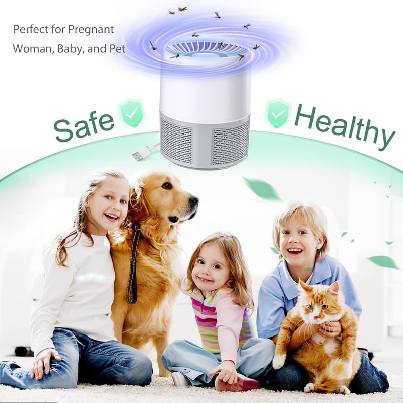 Bubbacare USB Elektromos Rovarcsapda - UV Fényes Szúnyog- és Légycsapda Konyhába, Beltérre és Kültérre, Csendes Működés, Vegyszermentes, Feh