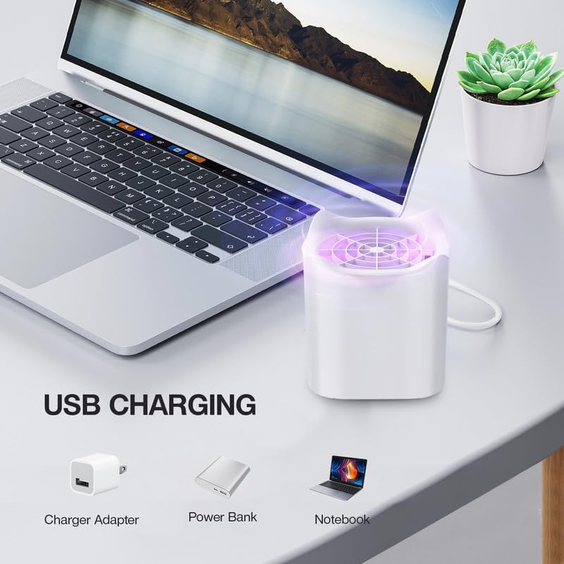 Bubbacare USB Elektromos Rovarcsapda - UV Fényes Szúnyogirtó Lámpa Konyhai Gyümölcslegyekhez, Beltéri és Kültéri Használatra, Fehér