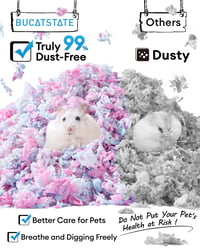 Așternut pentru hamsteri BUCATSTATE 15L - 99,9% fără praf, așternut din hârtie certificat FSC pentru iepuri, porcușori de Guineea și rozătoare, cu aromă de vată de zahăr 3