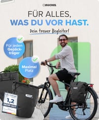 Vodotesná cyklistická brašna na nosič Büchel 25,4 l – 100 % vodotesná, s ramenným popruhom a rukoväťou, čierna, montáž na nosič batožiny 5