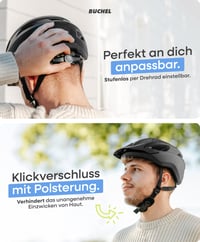 Cyklistická prilba Büchel In-Mould so zapínaním Cam Lock a vypchávkou pod bradu – matná čierna – L, 58-61 cm 4