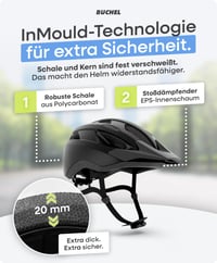 Cyklistická prilba Büchel In-Mould so zapínaním Cam Lock a vypchávkou pod bradu – matná čierna – L, 58-61 cm 5