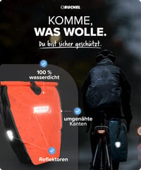 Sada cyklistických tašiek na nosič Büchel, 2 ks, 25,4 l, 100 % vodoodolné, s ramenným popruhom a rukoväťou, zadná cyklistická taška 5