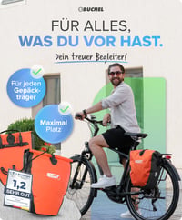 Sada cyklistických tašiek na nosič Büchel, 2 ks, 25,4 l, 100 % vodoodolné, s ramenným popruhom a rukoväťou, zadná cyklistická taška 2
