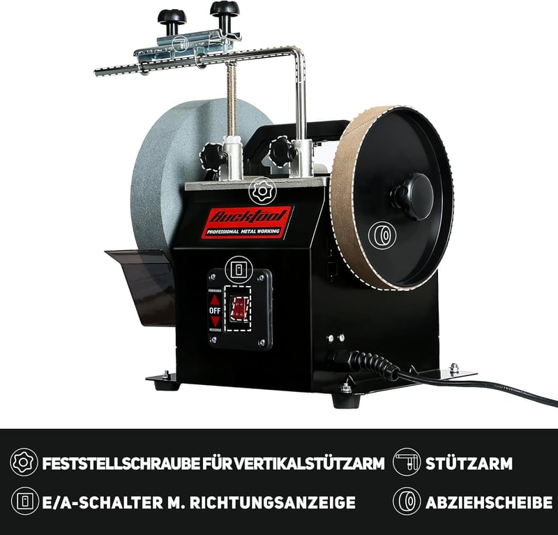 Bucktool 250mm Vízcsalas Elektromos Köszörűgép 180W Élezőgép Szűrőrendszerrel