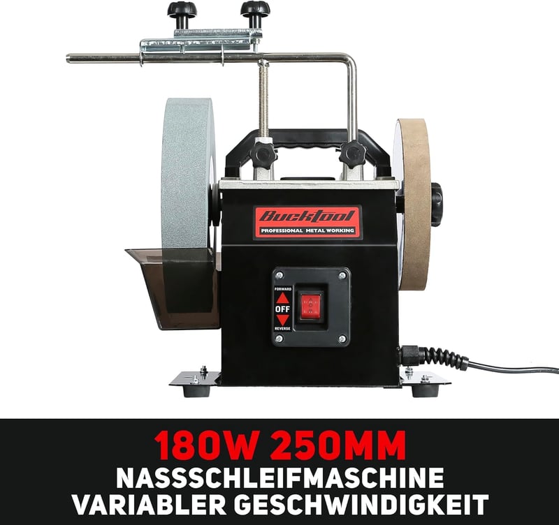 Bucktool 250mm Vízcsalas Elektromos Köszörűgép 180W Élezőgép Szűrőrendszerrel