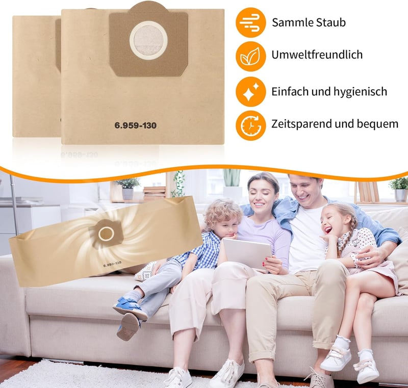 BUCOMTU 20db Papír Szűrőzsák Kärcher WD3 Porszívóhoz 6.959-130.0