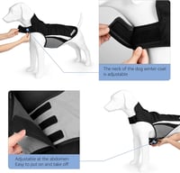 Buddypuppy Vízálló téli kutya esőkabát közepes-nagytestű kutyáknak bélelt fleece, hevedernyílással, fényvisszaverő csíkok, fekete 3