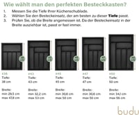 Organizér na príbor Budu #43 (hĺbka 43 cm) z bambusu – Čierny – Rozšíriteľný organizér do kuchynskej zásuvky – Zásobník na príbor do zásuvky 2