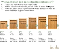 budu Evőeszköztartó Fiókba #47 (47 cm mélység) Bambuszból, Kihúzható és Állítható Fiókrendező, Konyhai Fiókbetét 2