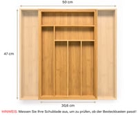 budu Evőeszköztartó Fiókba #47 (47 cm mélység) Bambuszból, Kihúzható és Állítható Fiókrendező, Konyhai Fiókbetét 6