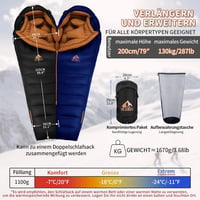 BUERTS Téli Pehelydzseki Hálózsák -24°C Ultralight Mumia Kemping Túrázás 2
