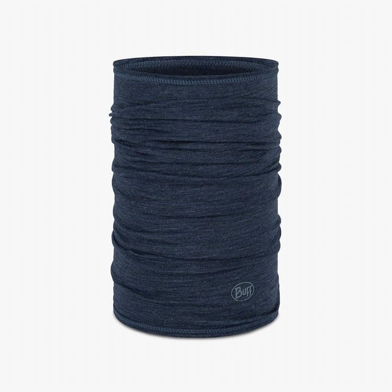 Buff Merino Lightweight – Fular multifuncțional din lână merino – Solid Night Blue – Unisex, ușor, eșarfă sustenabilă pentru activități în aer liber