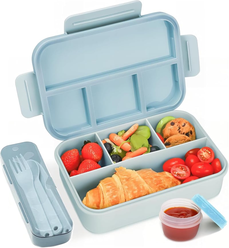 Bugucat 1300ml szilikon ételhordó 4 rekeszes szivárgásmentes bento box gyerekeknek