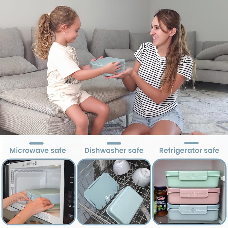 Bugucat 1300ml szilikon ételhordó 4 rekeszes szivárgásmentes bento box gyerekeknek