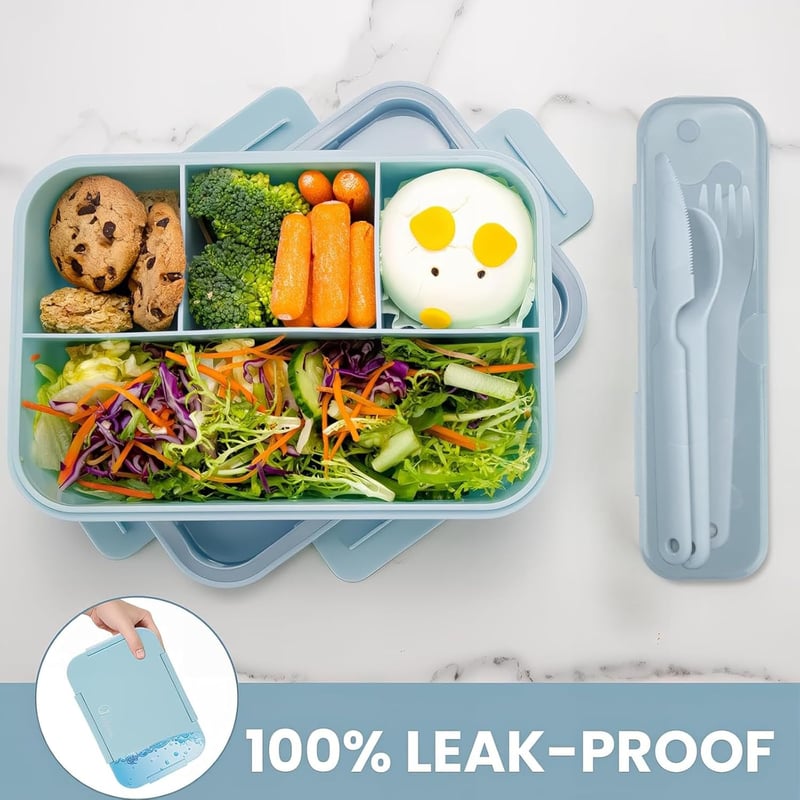 Bugucat 1300ml szilikon ételhordó 4 rekeszes szivárgásmentes bento box gyerekeknek