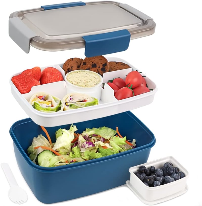 Bugucat 2000ml Bento Box 4 Rekeszes Ebéddoboz Saláta Tálka Szószmentes Mikrózható