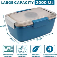 Bugucat 2000ml Bento Box 4 Rekeszes Ebéddoboz Saláta Tálka Szószmentes Mikrózható 2