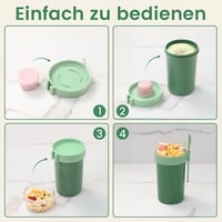 Bugucat Müzlis Pohár 760ml + 230ml Kanállal, Szorítható Joghurtos Reggeli Pohár Zöld 6